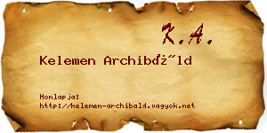 Kelemen Archibáld névjegykártya